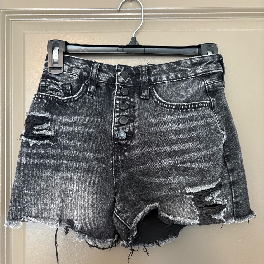 YMI Black Distressed Jean Shorts